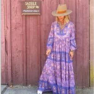 Spell & the Gypsy Collective Juniper Maxi Dress Bohemian Purple Floral Large